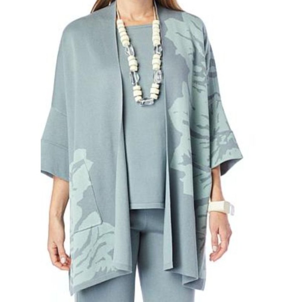 MarlaWynne Jacquard Knit Drama Topper 778-644 Sea Mist Combo Size 1X